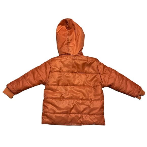 7 For All Mankind Toddler 24M Puffer Coat Rust Orange Hooded Faux Fur Winter - Picture 7 of 8